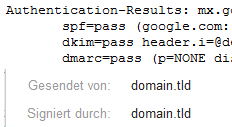 Gratulation! gmail signiert durch domain.tld